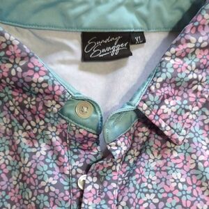 Men's Floral Shirt - Blue and Pink
